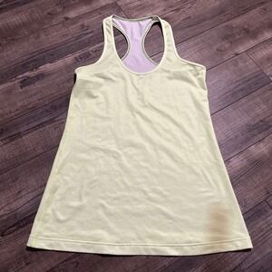 Lululemon Razorback Tank Top Sz 8 Neon Green With Polkadots